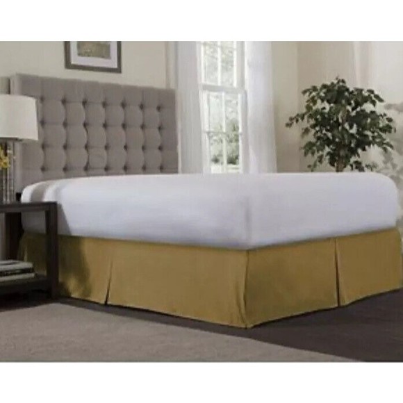 Newport Home Gold Silk Affair Queen Luxury Bedskirt Easy Care Elegant Dupioni - Picture 2 of 5